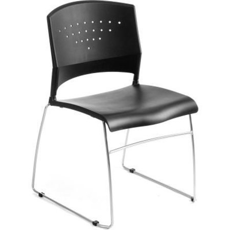 BOSS OFFICE PRODUCTS Boss Plastic Stacking Chair - Black B1400-BK-1